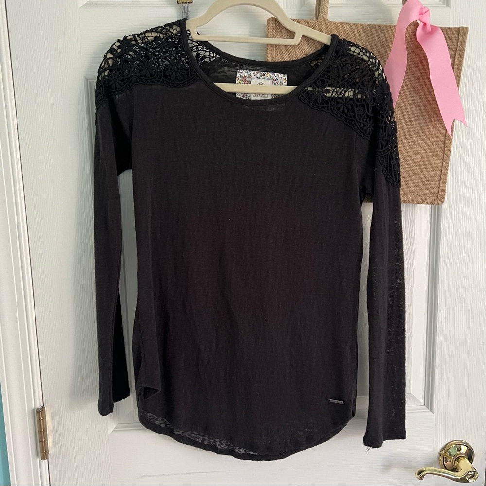 Element Eden Black Lace Shoulder Women's Top Size S